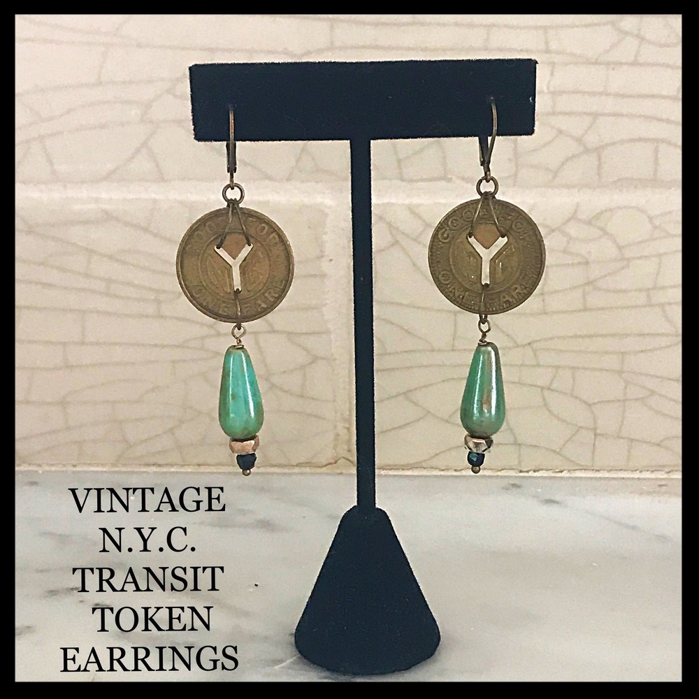 Vintage  New York City Transit Token Earrings